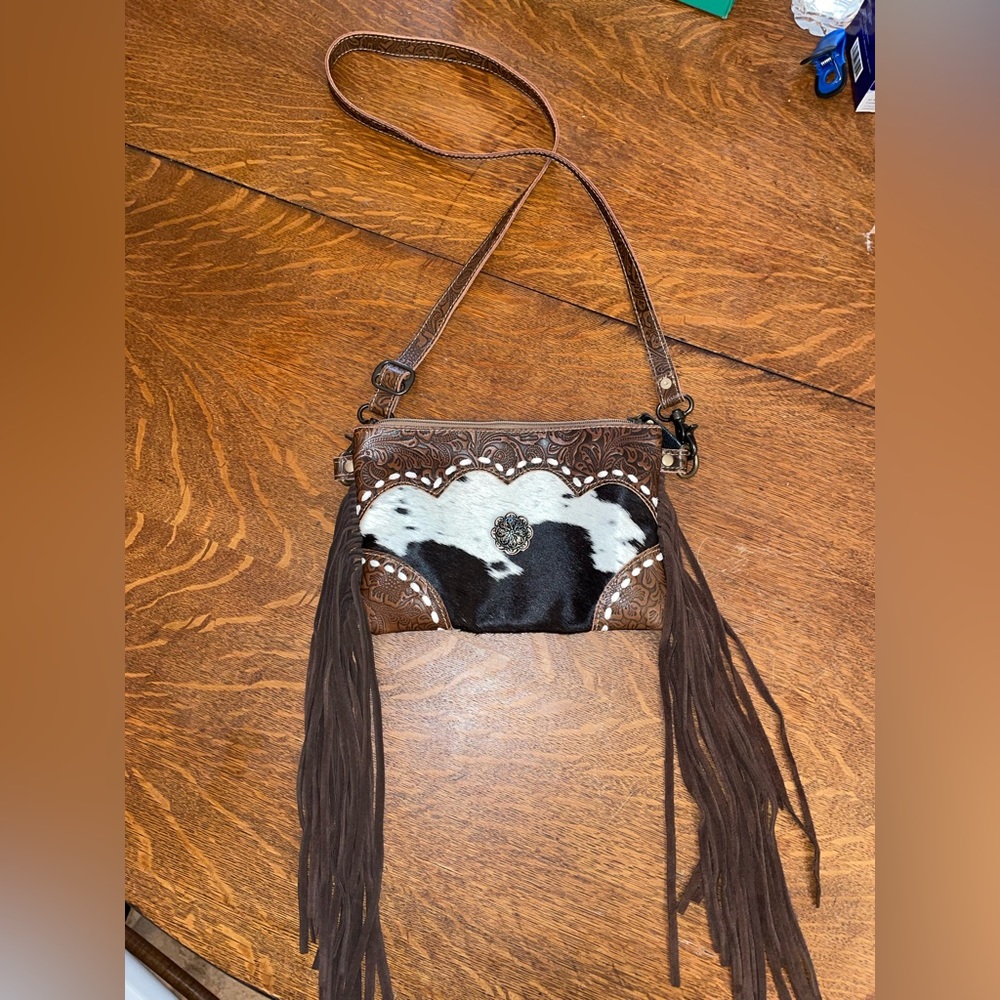 Cowhide crossbody